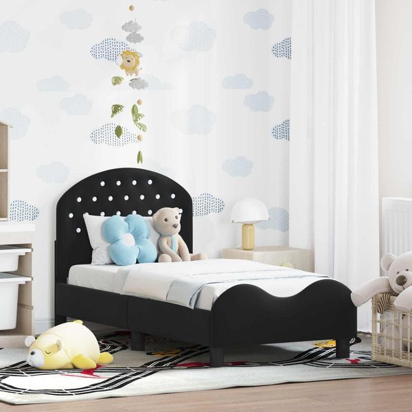 vidaXL Kinderbettgestell mit Kopfteil Schwarz 70 x 140 cm Samt 42011101