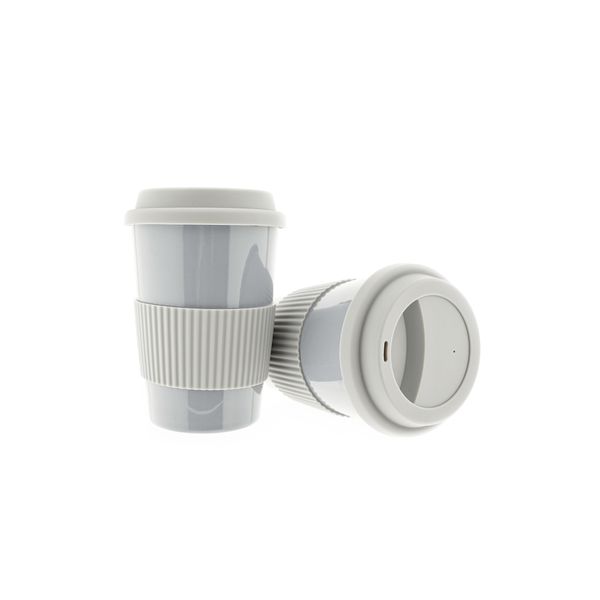 10er Set Kaffeebecher To Go, Porzellan Coffee to go Becher mit Deckel 250ml Grau