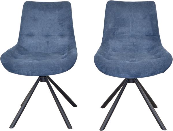 2er Set Design-Drehstuhl mit Cordbezug – gepolstert & drehbar in Blau