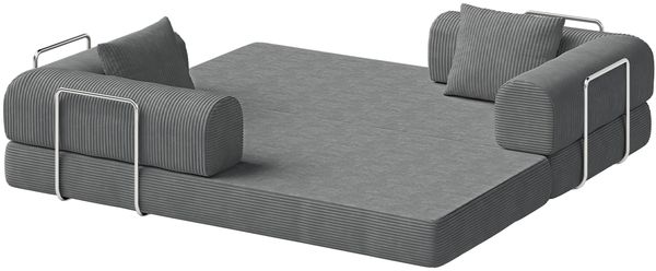 skølm 'Lofn' Modulares Sofa 2 Sitzer, 200x100 cm, Vollschaumcouch mit Metallgestell, Cord dunkelgrau, Schlafsofa vakuumverpackt, kein Aufbau erforderlich Bild 12
