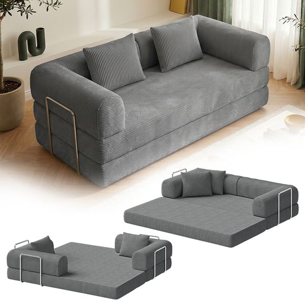 skølm 'Lofn' Modulares Sofa 2 Sitzer, 200x100 cm, Vollschaumcouch mit Metallgestell, Cord dunkelgrau, Schlafsofa vakuumverpackt, kein Aufbau erforderlich
