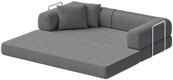 skølm 'Lofn' Modulares Sofa 2 Sitzer, 200x100 cm, Vollschaumcouch mit Metallgestell, Cord dunkelgrau, Schlafsofa vakuumverpackt, kein Aufbau erforderlich Bild 9