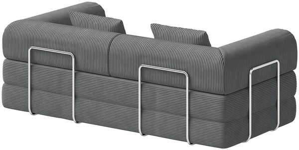 skølm 'Lofn' Modulares Sofa 2 Sitzer, 200x100 cm, Vollschaumcouch mit Metallgestell, Cord dunkelgrau, Schlafsofa vakuumverpackt, kein Aufbau erforderlich Bild 11