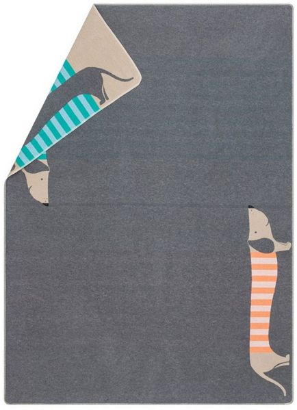 Kinderdecke Juwel 'Dackel' 140 x 200 cm Grau, DAVID FUSSENEGGER