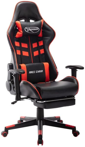 Gaming-Stuhl, Schreibtischstuhl, Bürostuhl mit Fußstütze Schwarz und Rot Kunstleder