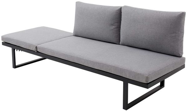Lounge-Sofa Flin / Burgas, Aluminium, Grau, Schwarz, 207 x 83 x 72 cm