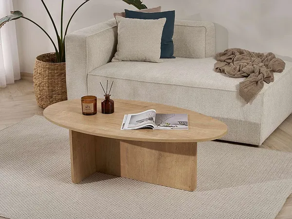 Vente-unique - ISENORA Couchtisch Holz, Platte Beige - B 65 cm x H 40 cm x L 120 cm