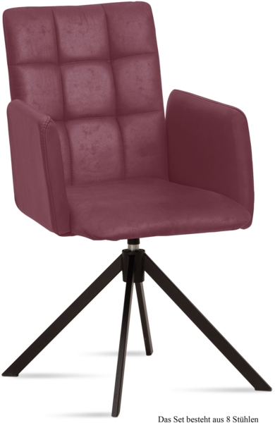Armlehnstuhl drehbar (8er-Set) Deeann 52x91x60 Schwarz/Marsala
