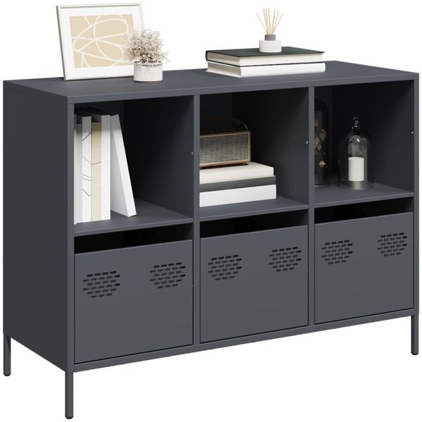 vidaXL Sideboard Anthrazit 101,5x39x73,5 cm Kaltgewalzter Stahl 851366