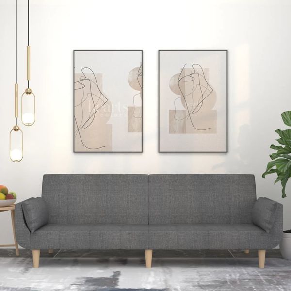 vidaXL Schlafsofa 2-Sitzer mit 2 Kissen Hellgrau Stoff 375869