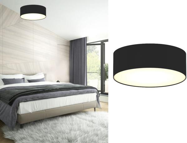 smartwares LED Deckenleuchte, Dimmfunktion, LED wechselbar, Warmweiß, mit Stoff Lampen-schirm Schwarz, Design-klassiker Treppenhaus, Ø 30cm