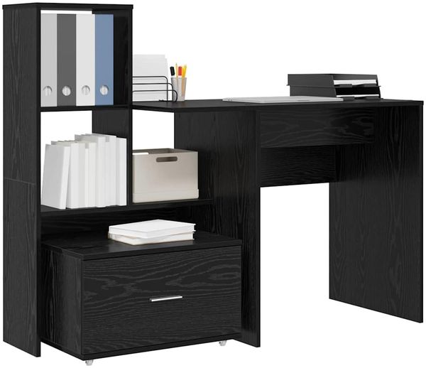 vidaXL Schreibtisch Schwarz Eichen-Optik 131,5 x 50 x 106,5 cm 3337266 Bild 3