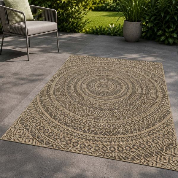 TaraCarpet Teppich TaraCarpet Regina Mandala Wohnzimmer,Schlafzimmer,Esszimmer natur, rechteckig, Höhe: 7 mm, Küche Flur Terrasse Garten Balkon 80x150