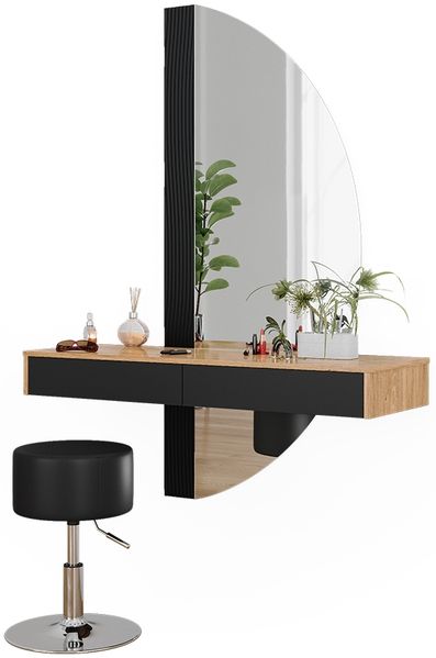 Schminktisch Melisa Schwarz 120 cm mit Beleuchtung und Hocker Vicco Bild 6