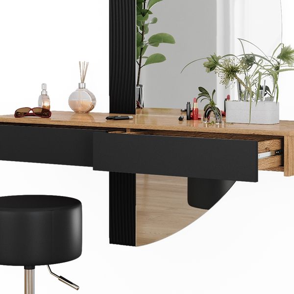 Schminktisch Melisa Schwarz 120 cm mit Beleuchtung und Hocker Vicco Bild 5