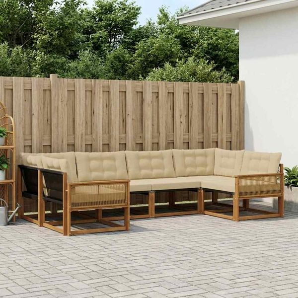 vidaXL Outdoor-Sofagarnitur mit Kissen 6 pcs Natur und Beige 3381653