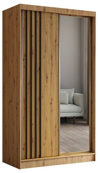 ALTDECOR Schiebetürenschrank NALLA Spiegel Spiegeltüren Lamellen Schwebetürenschrank LED Beleuchtung Bild 4