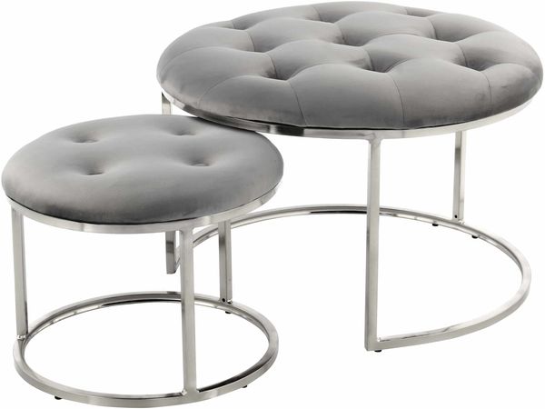 Hocker Becky 825 2er-Set Grau / Silber