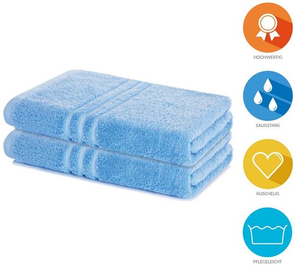 Lavea 2er Set Duschtuch 70x140 cm, Frottierserie Elena, Delphinblau Bild 2