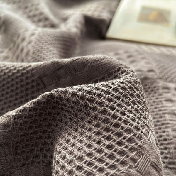 Wohndecke Baumwolle Waffelpique Kuscheldecke,Weiche und Atmungsaktive Tagesdecke, TUWENA