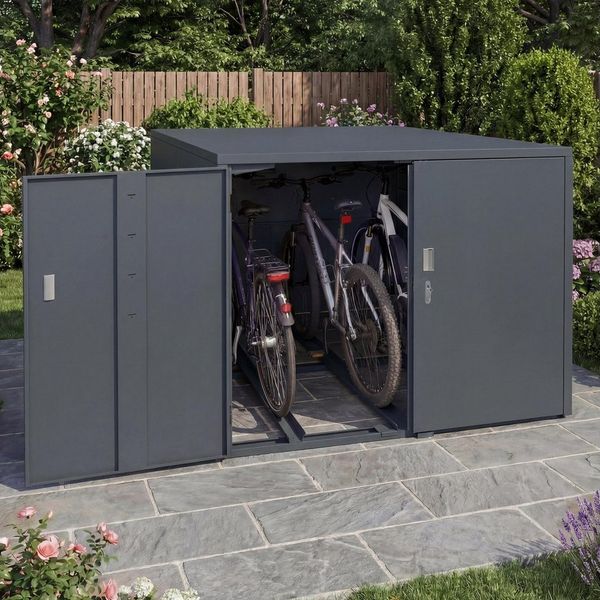 MCW Fahrradbox MCW-P93-3 (1 St), Abschließbar, 2 Schienen für die Fahrräder, Bodenbefestigung möglich