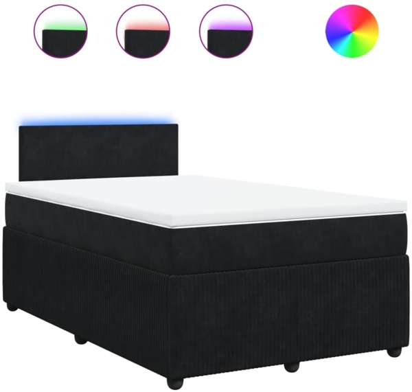 vidaXL Boxspringbett mit Matratze Schwarz 120x200 cm Samt 3290006