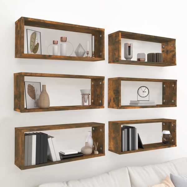 vidaXL Würfelregale 6 Stk. Räuchereiche 60x15x23 cm Holzwerkstoff 815926