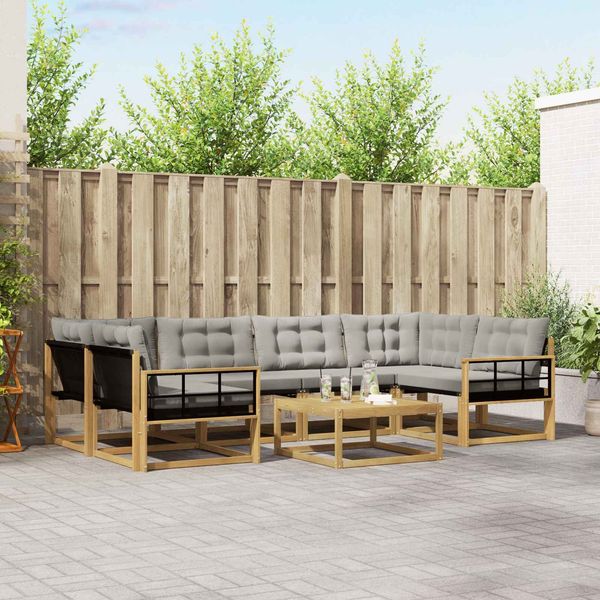 vidaXL Outdoor-Sofagarnitur 7 pcs Weiß und Hellgrau 79 x 79 x 37 cm 3388473