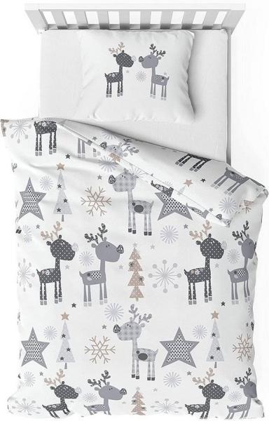 Träumschön Bettwäsche Biber Winter- Weihnachtsbettwäsche 135x200 cm oder 155x220 cm, Rentier, Biber, 2 teilig, mit Reißverschluss, 100% Baumwolle, kuschelig warm im Winter