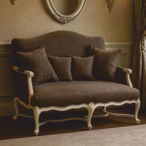 Casa Padrino Luxus Barock Sofa Dunkelbraun / Weiß 150 cm - Barock Wohnzimmer Möbel