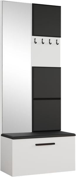 AX LIVING Kleiderschrank mit Spiegel Rosanno III - 80,6 cm Weiß JS100