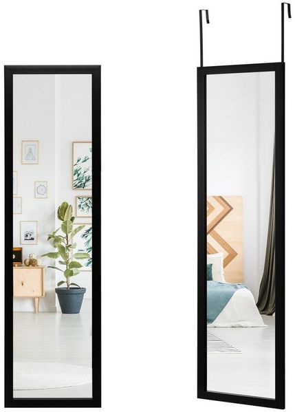 COSTWAY Wandspiegel, 33x119cm mit Hängehaken, an die Wand oder Tür