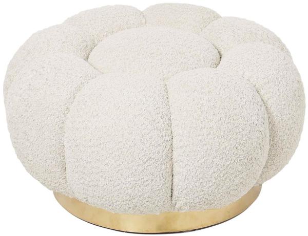 Pouf Florel aus Boucle-Stoff, Natur, 65x65x35 cm