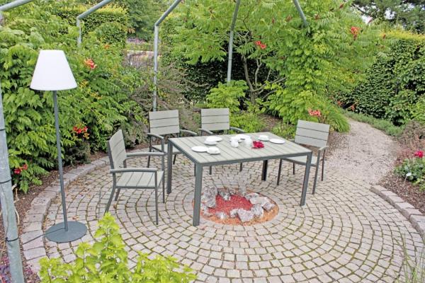 Garten Tischgruppe OLIVIA 5-tlg. Tisch 150 x 90 cm + 4 x Stapelstuhl