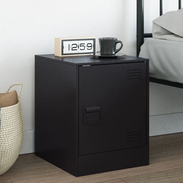 vidaXL Nachttisch Schwarz 34,5x39x44 cm Stahl 841607