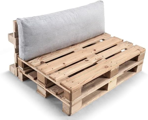 Gutekissen® Palettenkissen Gerippte Kissen mit Reißverschluss, Palettenauflagen Sitzkissen Rückenlehne Gerippt PWL (Eckkissen 60x40, Hellgrau)