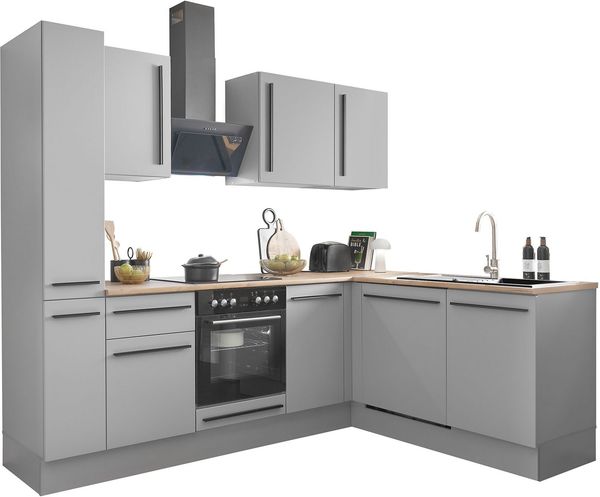 BASIC by Balculina Winkelküche Denver, Küche BxHxT 250/115 x 211 x 60, Breite 250 cm, wahlweise mit E-Geräten und Induktion