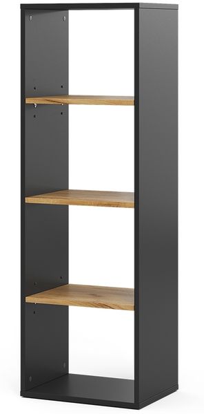 Bücherregal Tomy Anthrazit/Goldkraft Eiche 40 x 120 cm ,4 Fächer Vicco