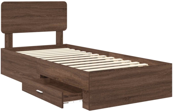 vidaXL Bettrahmen Braun Eichen-Optik 100x200 cm Holzwerkstoff 3412415 Bild 4