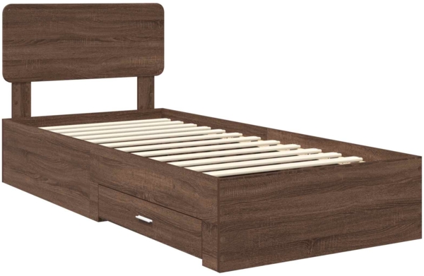 vidaXL Bettrahmen Braun Eichen-Optik 100x200 cm Holzwerkstoff 3412415 Bild 3