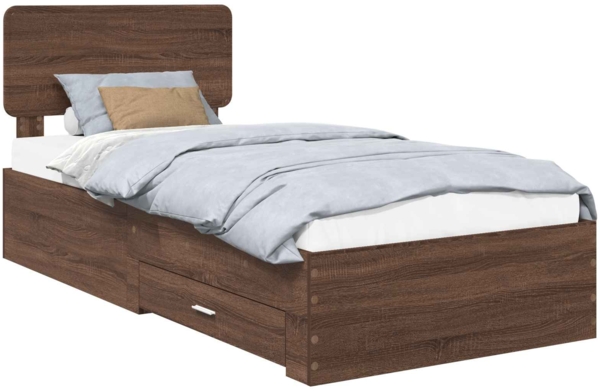 vidaXL Bettrahmen Braun Eichen-Optik 100x200 cm Holzwerkstoff 3412415 Bild 1