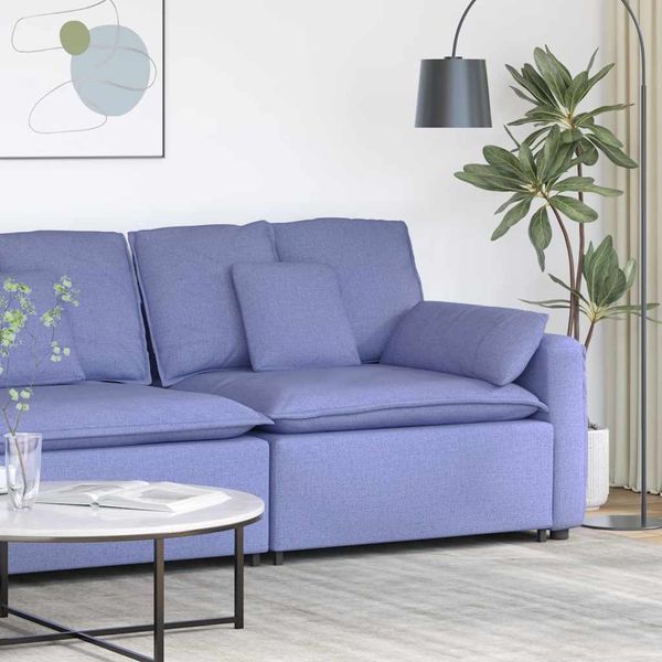 vidaXL Modulares Sofa Endmodul mit Armlehne Kissen Jeansblau 100 cm 4104397