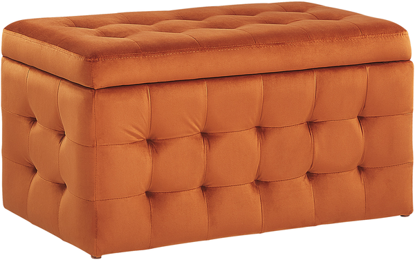 Aufbewahrungshocker MICHIGAN Samtstoff Orange