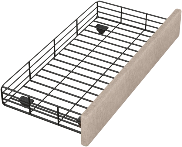 Polsterbett 90x200 cm mit verstellbarem Kopfteil, Stauraum-Schubladen, Leinenbezug, Ziernieten,Dunkelbeige Bild 9