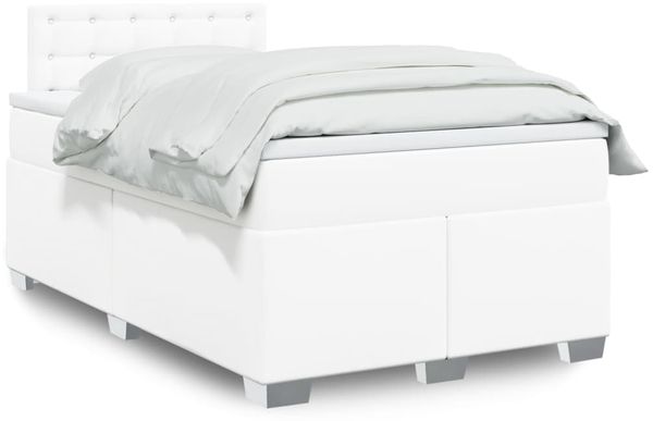 vidaXL Boxspringbett mit Matratze Weiß 120x190 cm Kunstleder 3288413