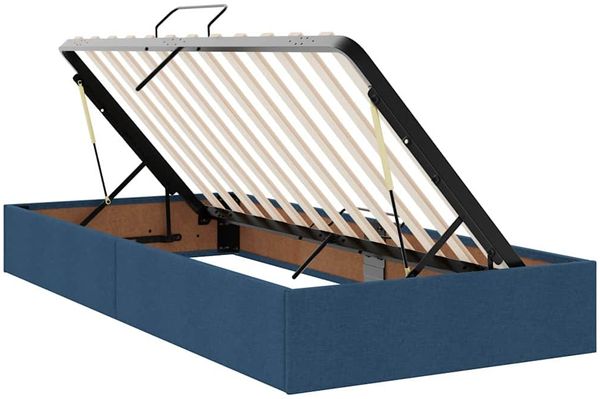 vidaXL Bett mit LED-Lichtleisten mit Kopfteil Blau 200 x 200 cm Stoff 3372856 Bild 7