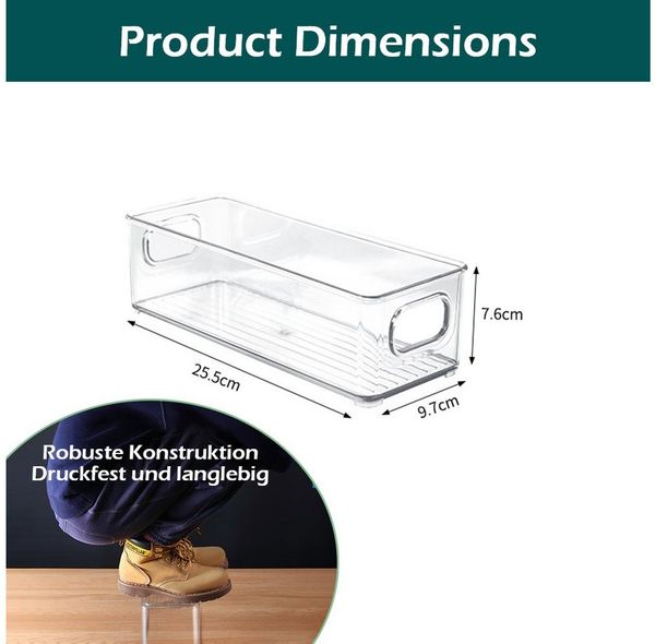 TUWENA Aufbewahrungsbox Kühlschrank Organizer Set mit Griff, Stapelbare Aufbewahrungsbox, Aufbewahrung Boxen für Küchen, Schränke, Gefrierschrank - BPA Frei