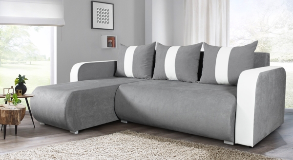 Ecksofa Rino mit Schlaffunktion und Bettkasten - L-Form Couch, Polsterecke, Couchgarnitur, Eckcouch, Sofa, Sofagarnitur (Enjoy 23 + Cayenne 1111)