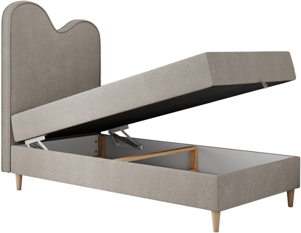 Kinderbett FLOW, Boxspringbett für Kinder, mit hohem Kopfteil, Einzelbett mit Matratze - 90x180 - Beige Stoff - Topper Visco Bild 5