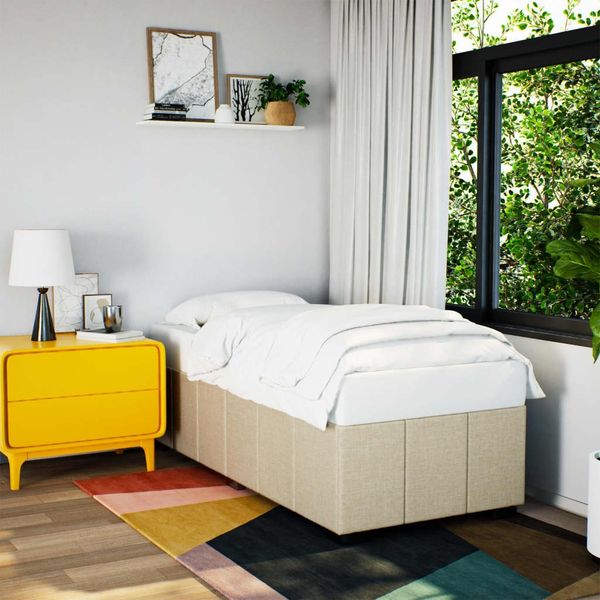vidaXL Bettgestell ohne Matratze Creme 90x200 cm Stoff 3284809